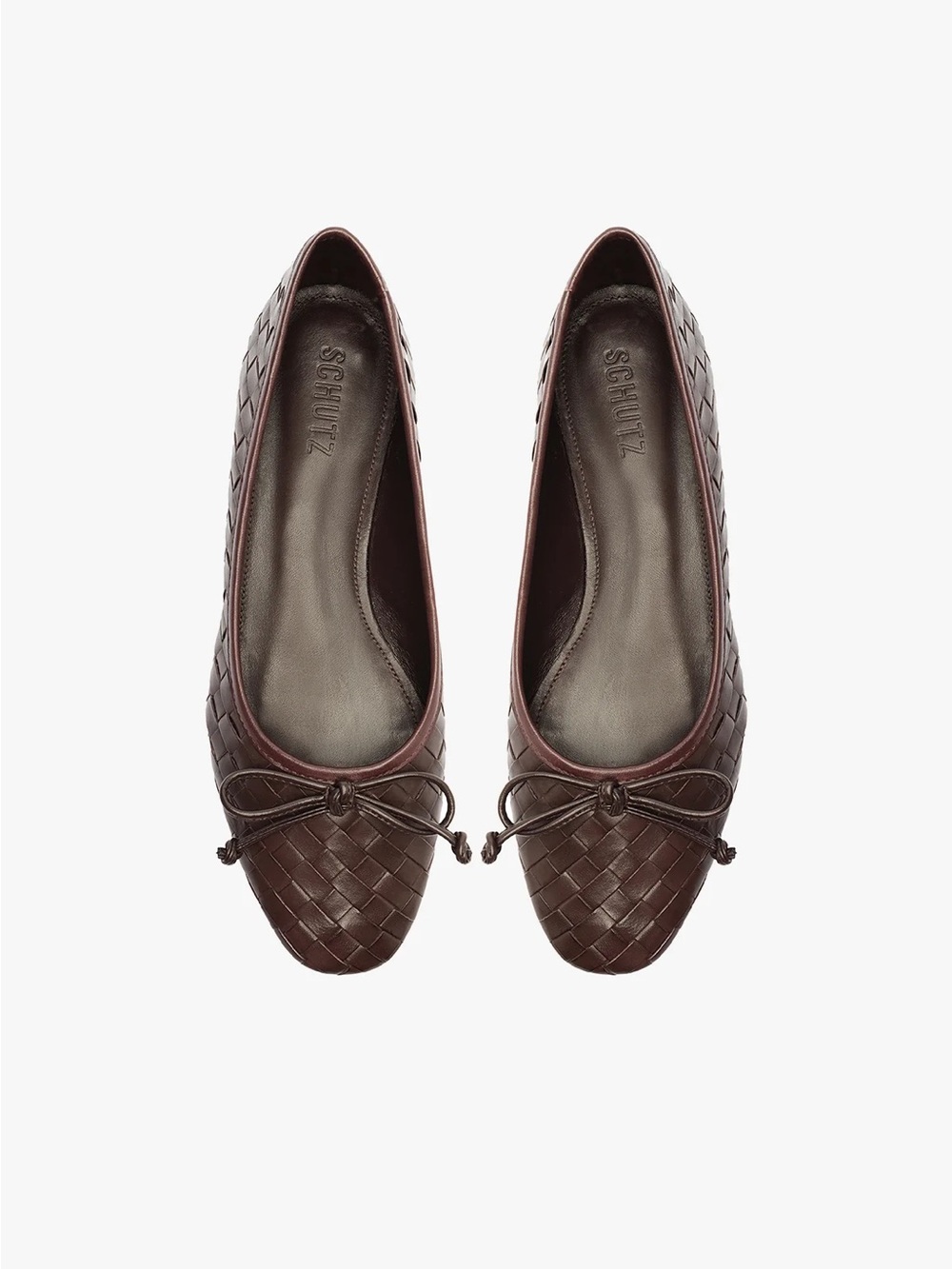Schutz Arissa Woven Leather Ballet Flats Chocolate Brown Size 7